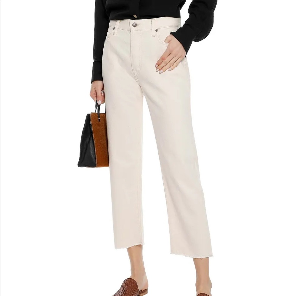 Vince Cropped Straight Leg Jeans in Ivory